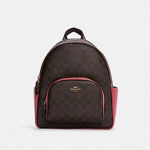 COACH COURT BACKPACK IN BLOCKED SIGNATURE CANVAS